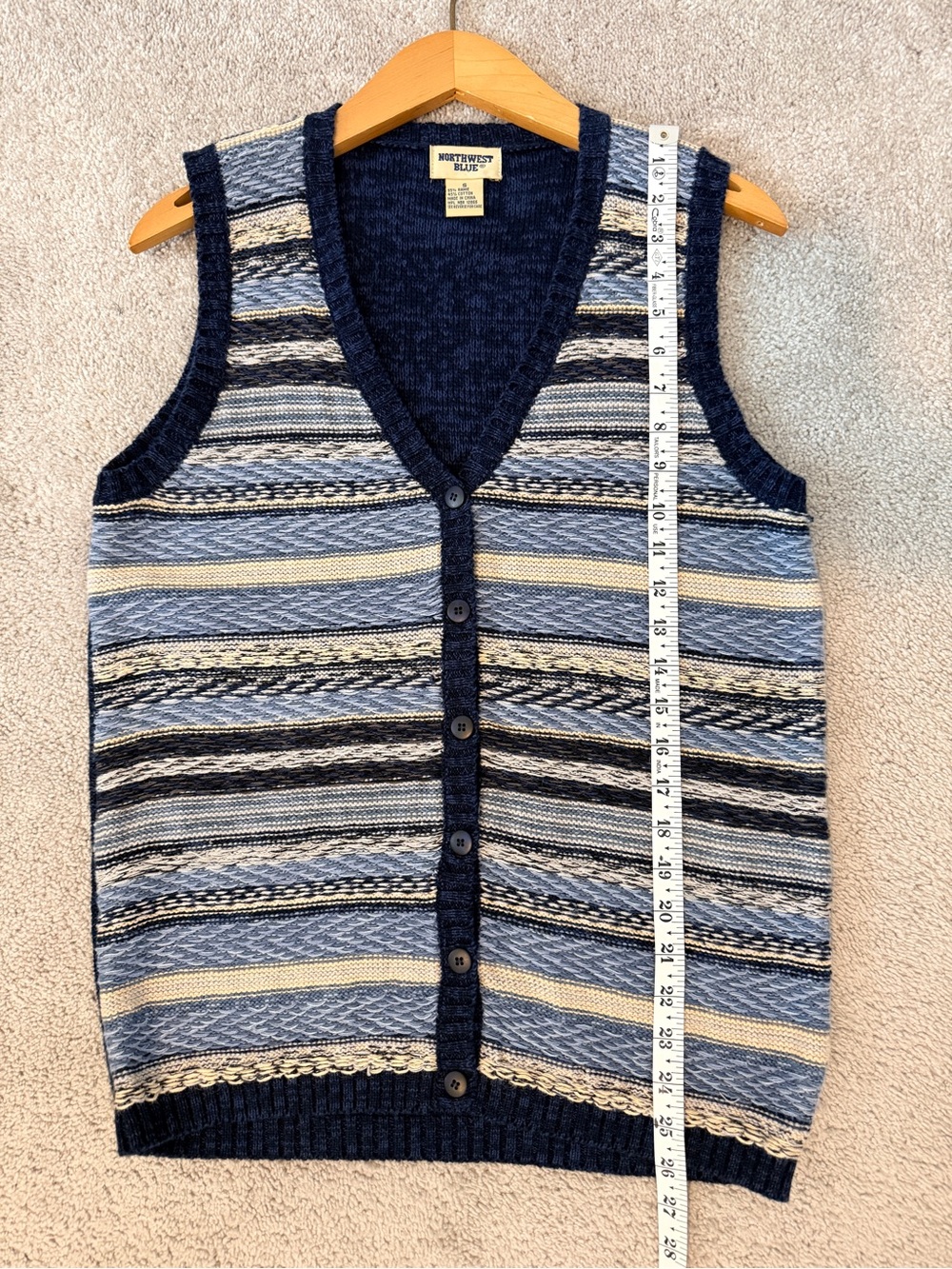 Vintage Northwest Blue Striped V-Neck Knit Sweater Vest - Picture 6 of 6
